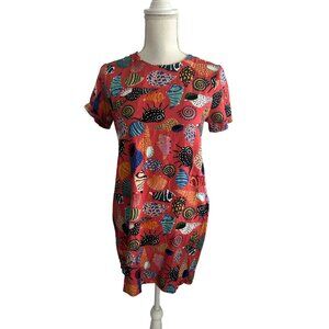 COREY LYNN CALTER Coral Seashell Print Short Sleeve Dress Size Small